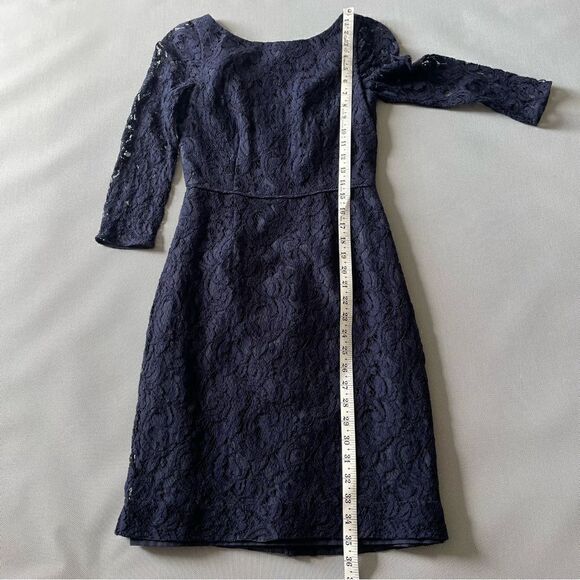 JCREW Natalia Dress in Navy Blue Leavers Lace Bridesmaid Cocktail Women’s Sz 00 - Picture 3 of 9